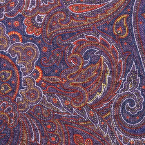 Amanda Christensen Pure Wool Pocket Square - Purple Red Paisley 