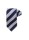 Amanda Christensen Repp Weave Striped Grey Navy Blue Tie