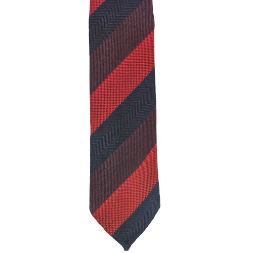 Arcuri Cravatte Handrolled Unlined Wool Stripe Tie - Burgundy Red Navy Blue- Made in Italy