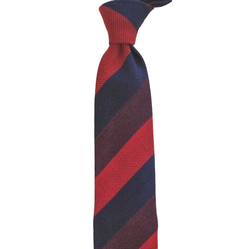 Arcuri Cravatte Handrolled Unlined Wool Stripe Tie - Burgundy Red Navy Blue- Made in Italy