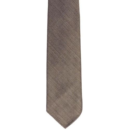 Arcuri Cravatte Handrolled Unlined Solaro Wool Solid Color Tie - Taupe - Made in Italy