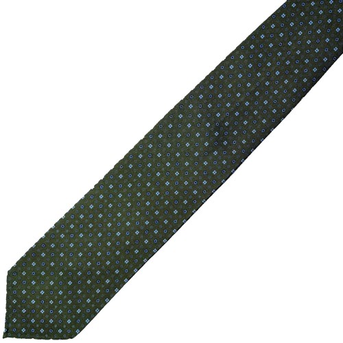 Spazio Artigianale British Silk Bespoke Handmade Tie Star flower Green White Sky Blue