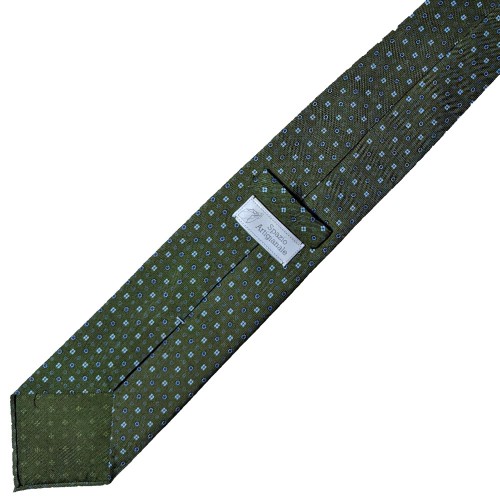 Spazio Artigianale British Silk Bespoke Handmade Tie Star flower Green White Sky Blue