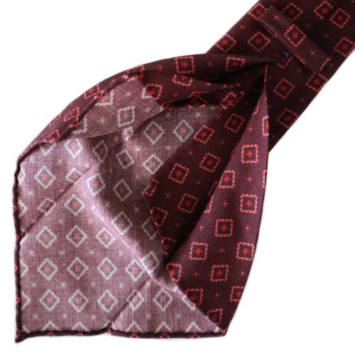 Spazio Artigianale British Wool Bespoke Handmade Tie Star Flower Burgundy Coral