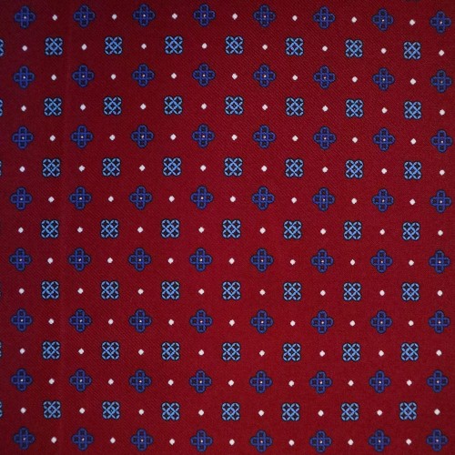 Spazio Artigianale British Silk Bespoke Handmade Tie Deep Red Sky Blue Navy Geometric