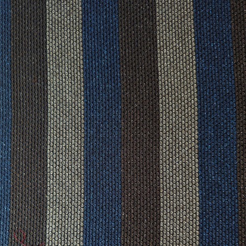 Spazio Artigianale Italian Silk Grenadine Garza Grossa Blue Brown Tan Melange Block Stripe Bespoke Handmade Tie 