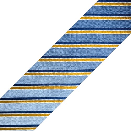 Spazio Artigianale Italian Silk Sky Blue Navy Orange White Stripe Bespoke Handmade Tie 