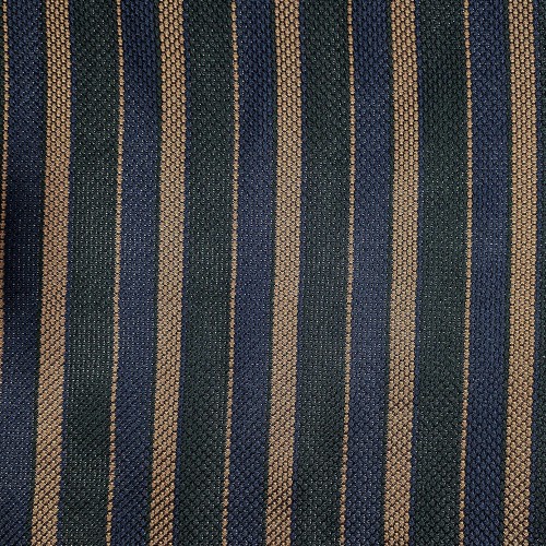 Spazio Artigianale Italian Silk Grenadine Grossa Navy Salmon Pink Green Stripe Bespoke Handmade Tie 