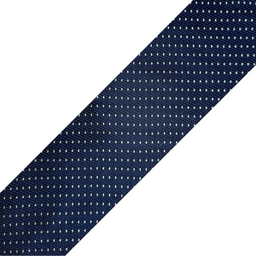 Spazio Artigianale Sevenfold Italian Silk Midnight Blue White Polka Dot Bespoke Handmade Tie 