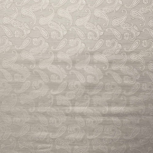 Spazio Artigianale Italian Silk - Linen Ivory White Paisley Jacquard Bespoke Handmade Tie 