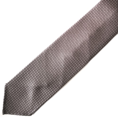 Spazio Artigianale Italian Grenadine Silk Light Grey Silver Sevenfold Bespoke Handmade Tie 