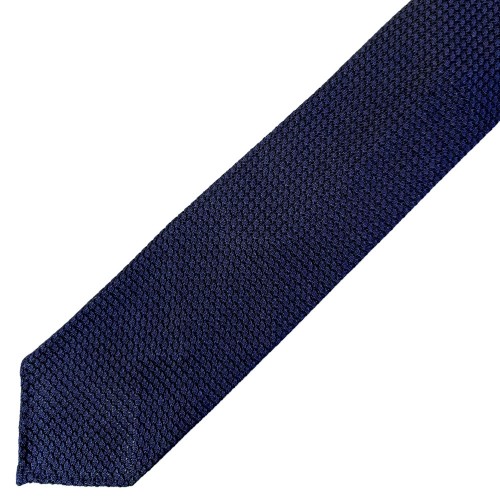 Spazio Artigianale Italian Grenadine Silk Sevenfold Bespoke Handmade Tie Dark Navy Blue