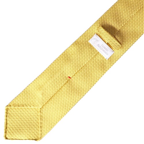 Spazio Artigianale Italian Grenadine Silk Sevenfold Bespoke Handmade Tie Yellow