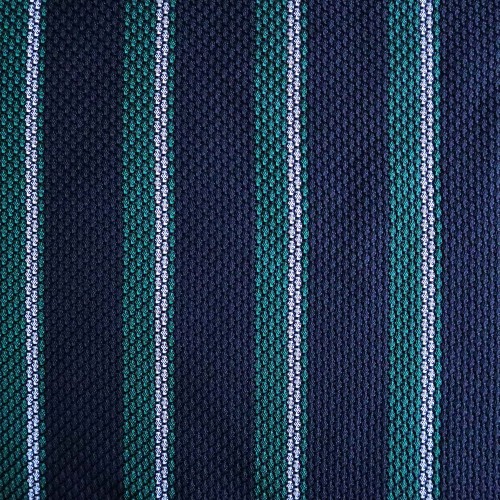 Spazio Artigianale Italian Sevenfold Silk Grenadine Grossa Navy Green White Stripe Bespoke Handmade Tie 