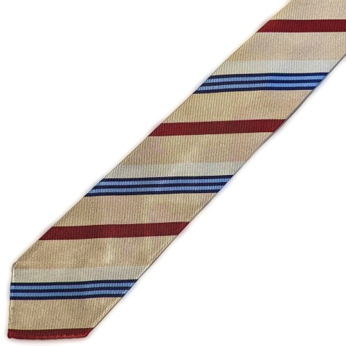 Spazio Artigianale Italian Silk Beige Red Navy Sky Blue Bespoke Handmade Tie 