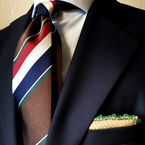 Spazio Artigianale Italian Silk Brown Navy Green Red White Bespoke Handmade Tie 