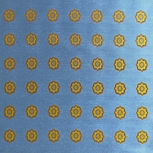 Spazio Artigianale Italian Silk Sky Blue Yellow Floral Jacquard Bespoke Handmade Tie 