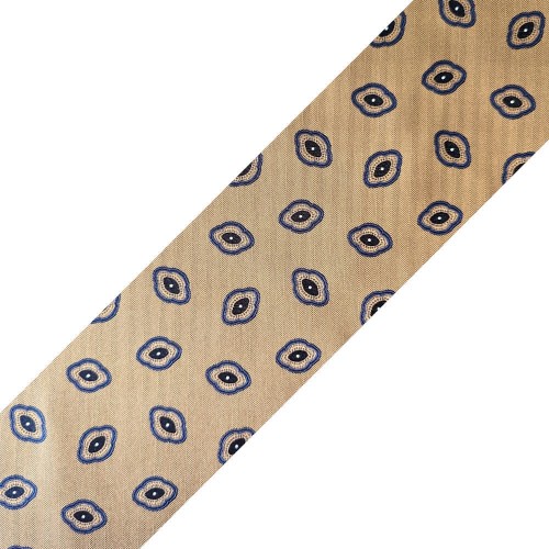 Spazio Artigianale Italian Silk Taupe Blue Floral Jacquard Bespoke Handmade Tie 