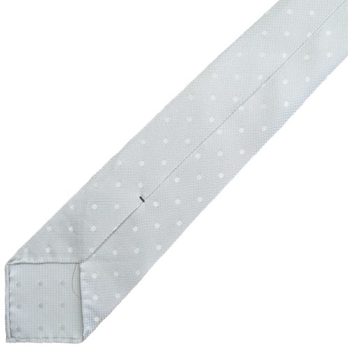 Spazio Artigianale Italian Silk Ivory White Polka Dot Jacquard Bespoke Handmade Tie 