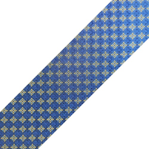 Spazio Artigianale Italian Silk Blue Yellow Floral Jacquard Bespoke Handmade Tie 