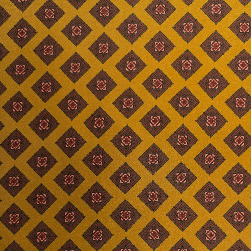 Spazio Artigianale Italian Twill Silk Big Squares Mustard Yellow Grey Pink Burgundy Bespoke Handmade Tie 