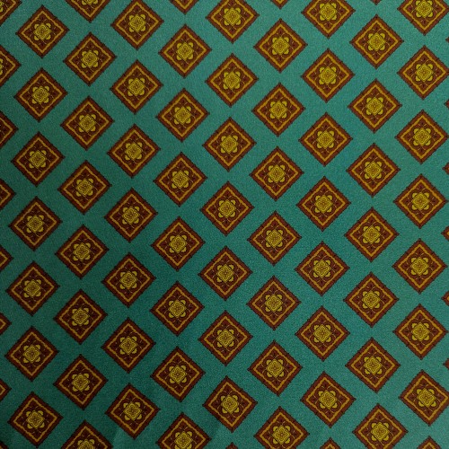 Spazio Artigianale Italian Twill Silk Big Squares Teal Petrol Burgundy Yellow Bespoke Handmade Tie 