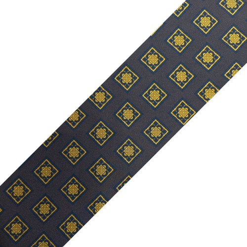 Spazio Artigianale Italian Twill Silk Big Squares Orange Brown Blue Yellow Bespoke Handmade Tie 