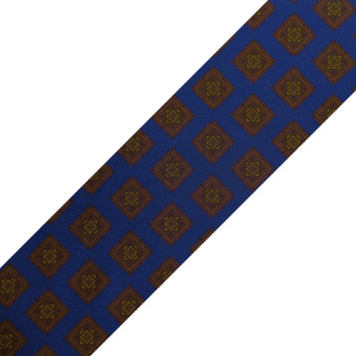 Spazio Artigianale Italian Twill Silk Big Squares French Blue Burgundy Bespoke Handmade Tie 