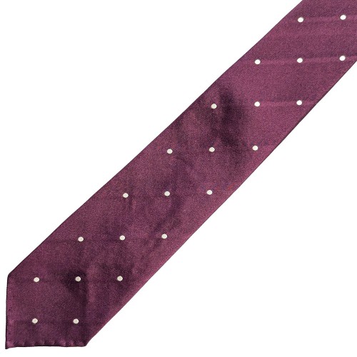 Spazio Artigianale Italian Silk Cotton Polka Dot Jacquard French Purple Bespoke Handmade Tie 