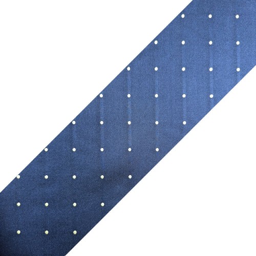 Spazio Artigianale Italian Silk Cotton Polka Dot Jacquard French Blue Bespoke Handmade Tie 