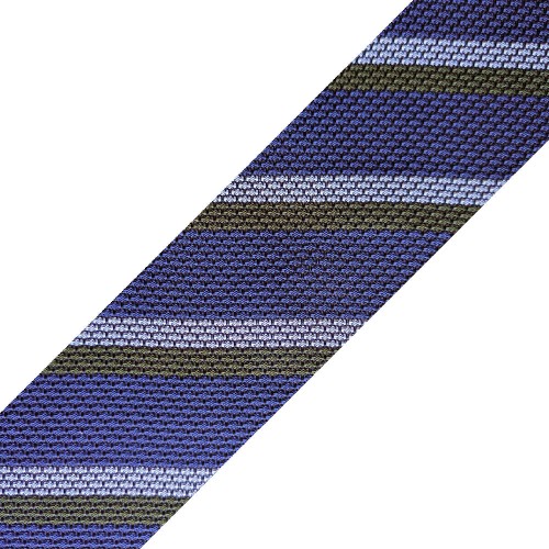 Spazio Artigianale Italian Silk Grenadine Garza Grossa Blue Green SkyStripe Bespoke Handmade Tie 