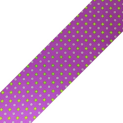 Spazio Artigianale Sevenfold Italian Silk Purple Green White Bespoke Handmade Tie Floral