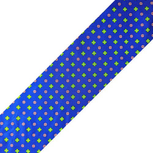 Spazio Artigianale Sevenfold Italian Silk Blue Green White Bespoke Handmade Tie Floral