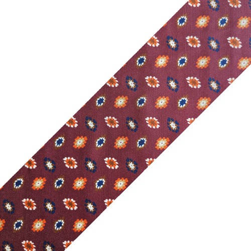 Spazio Artigianale Sevenfold Italian Wool Silk Burgundy Bespoke Handmade Tie Geometric