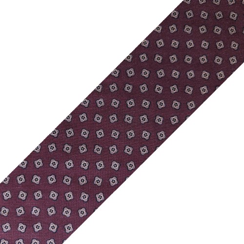 Spazio Artigianale Sevenfold Italian Wool Silk Dark Burgundy Bespoke Handmade Tie Geometric