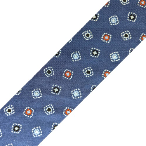 Spazio Artigianale Sevenfold Italian Wool Silk RAF Blue Bespoke Handmade Tie Geometric