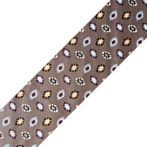 Spazio Artigianale Sevenfold Italian Wool Silk Tan Bespoke Handmade Tie Geometric