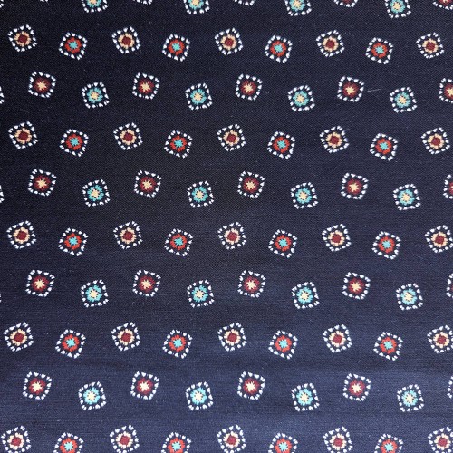 Spazio Artigianale Sevenfold Italian Wool Silk Dark Navy Blue Bespoke Handmade Tie Geometric