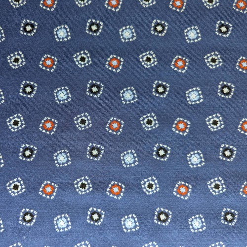 Spazio Artigianale Sevenfold Italian Wool Silk RAF Blue Bespoke Handmade Tie Geometric