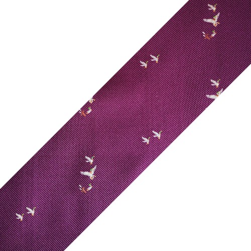 Spazio Artigianale Italian Silk Purple Jacquard Bird Pattern Bespoke Handmade Tie 