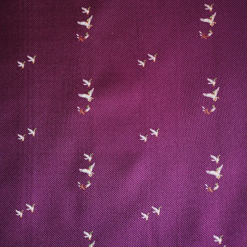 Spazio Artigianale Italian Silk Purple Jacquard Bird Pattern Bespoke Handmade Tie 