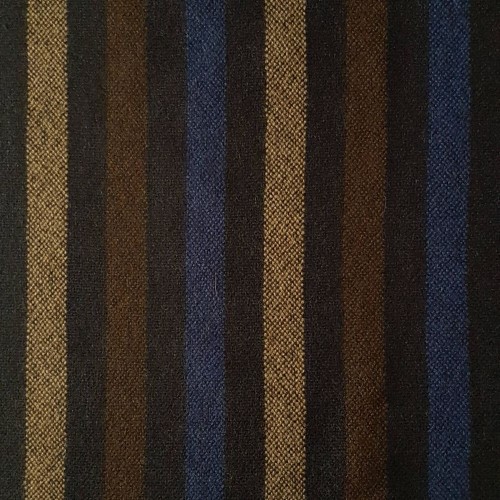 Spazio Artigianale Italian Wool Navy Tan Brown Raf Blue Striped Bespoke Handmade Tie 