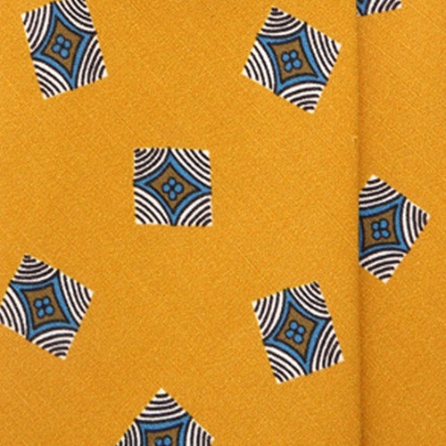 Zazà Tie 3-fold necktie TICINO printed Silk/Linen - Yellow