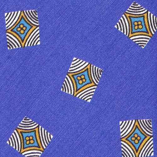 Zazà Tie 3-fold necktie TICINO printed Silk/Linen - Blue Royal