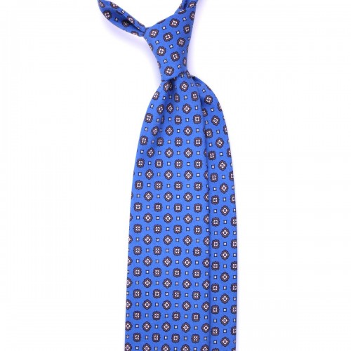 DM Ties 3-fold necktie ZELMA in madder silk - Sky Blue