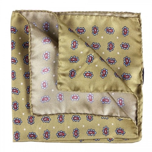 DM Ties Pure silk pocket square GIOVY - Olive Green