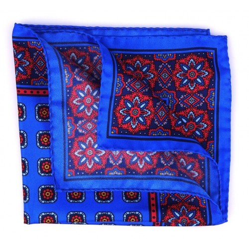 DM Ties Pure silk pocket square ALAMBRA Royal Blue