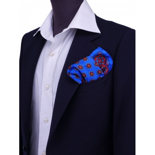 DM Ties Pure silk pocket square ALAMBRA Royal Blue