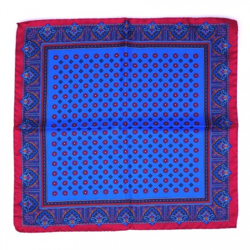 DM Ties Pure silk pocket square DAMASCO Royal Blue