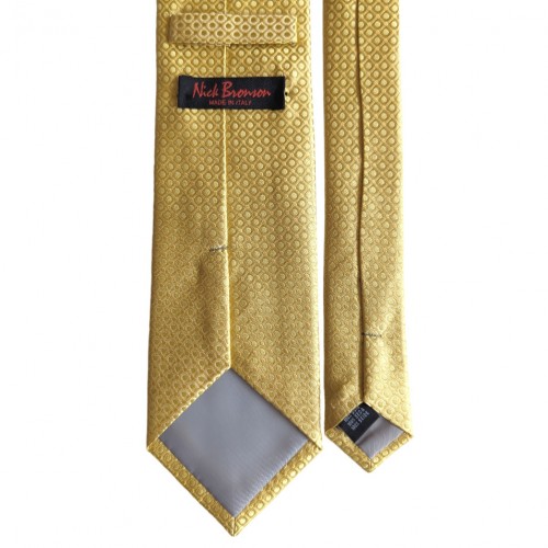 Nick Bronson Geometric Yellow Handmade Silk Tie